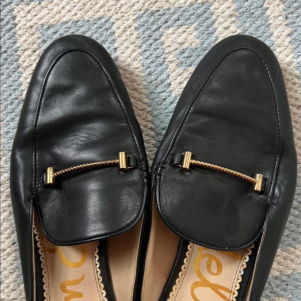 Sam Edelman Linnie Gold Bit Black Leather Loafers - Picture 3 of 5